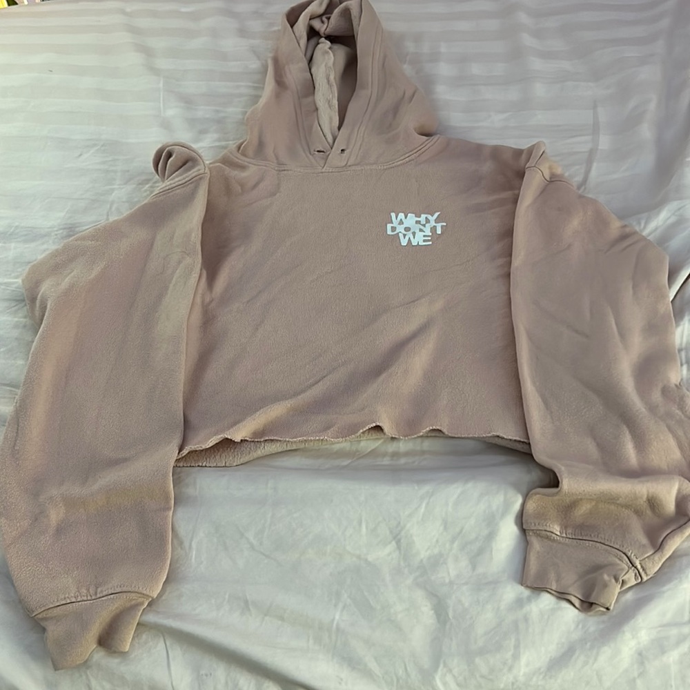 why don’t we pink cropped question mark hoodie